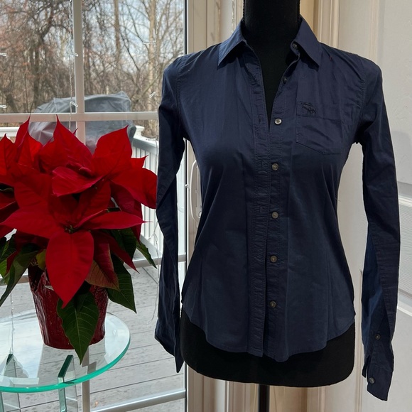 ABERCROMBIE KIDS Navy Blue Button Down - Picture 1 of 4